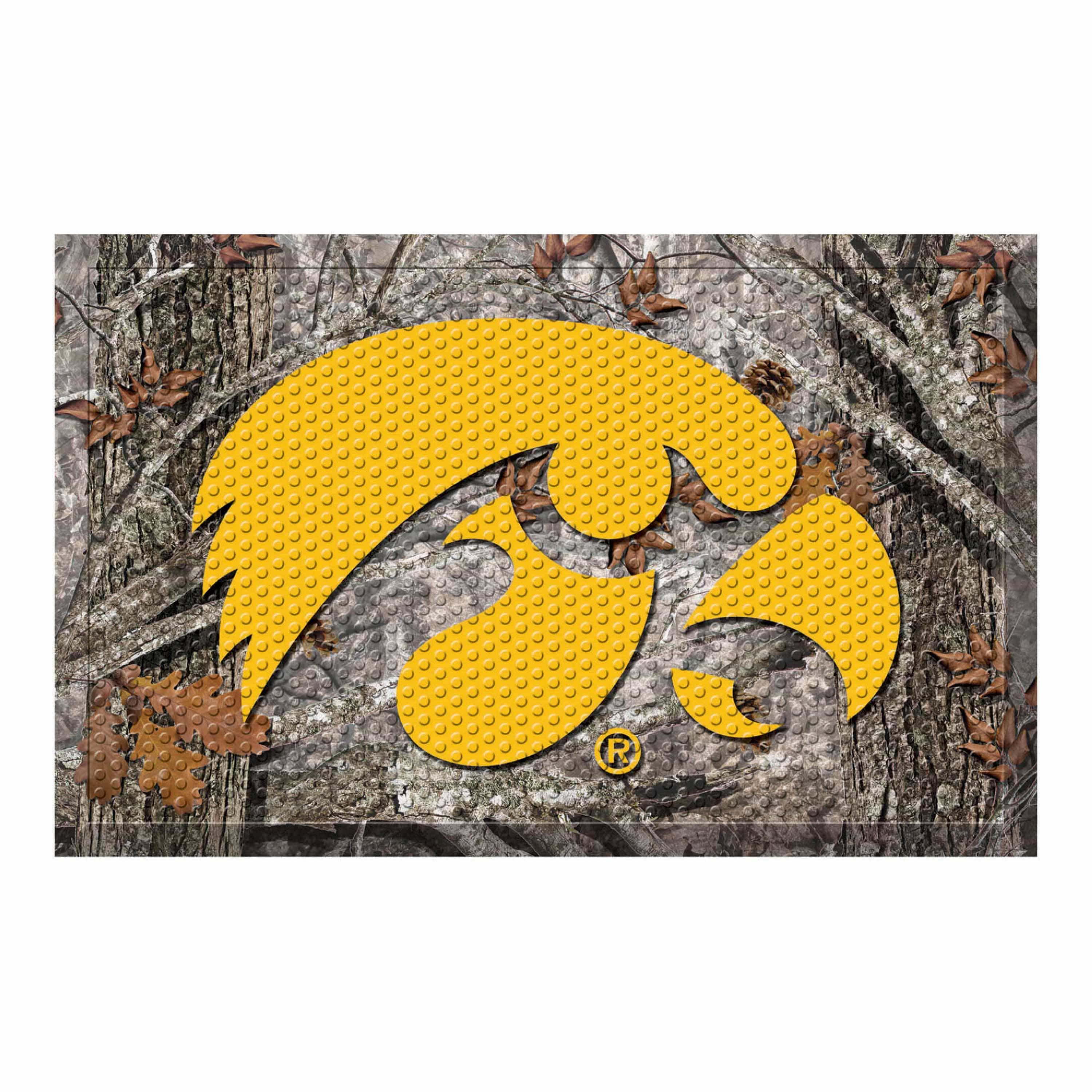 Iowa Hawkeyes Rubber Scraper Door Mat Camo - Iowa