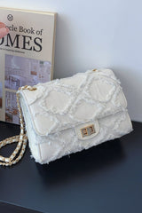 Raw Hem Denim Crossbody Bag - Trendsi