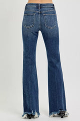 RISEN Full Size Mid Rise Flare Frayed Hem Jeans Plus Size - Trendsi - Flyclothing LLC