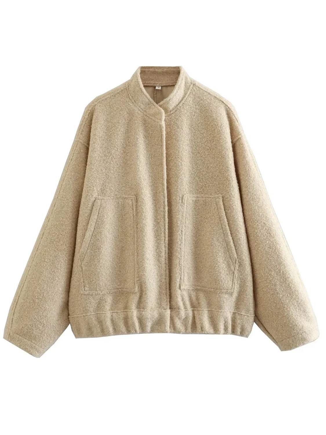 Full Size Snap Down Drop Shoulder Jacket - Trendsi - Flyclothing LLC