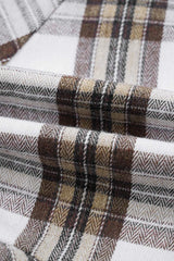 Full Size Plaid Collared Neck Balloon Sleeve Mini Shirt Dress - Trendsi - Flyclothing LLC