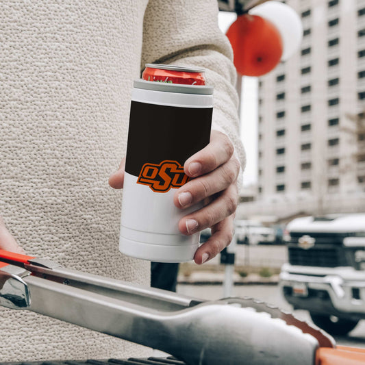 OK State Colorblock 12oz Slim Can Coolie - Logo Brands - Flyclothing LLC