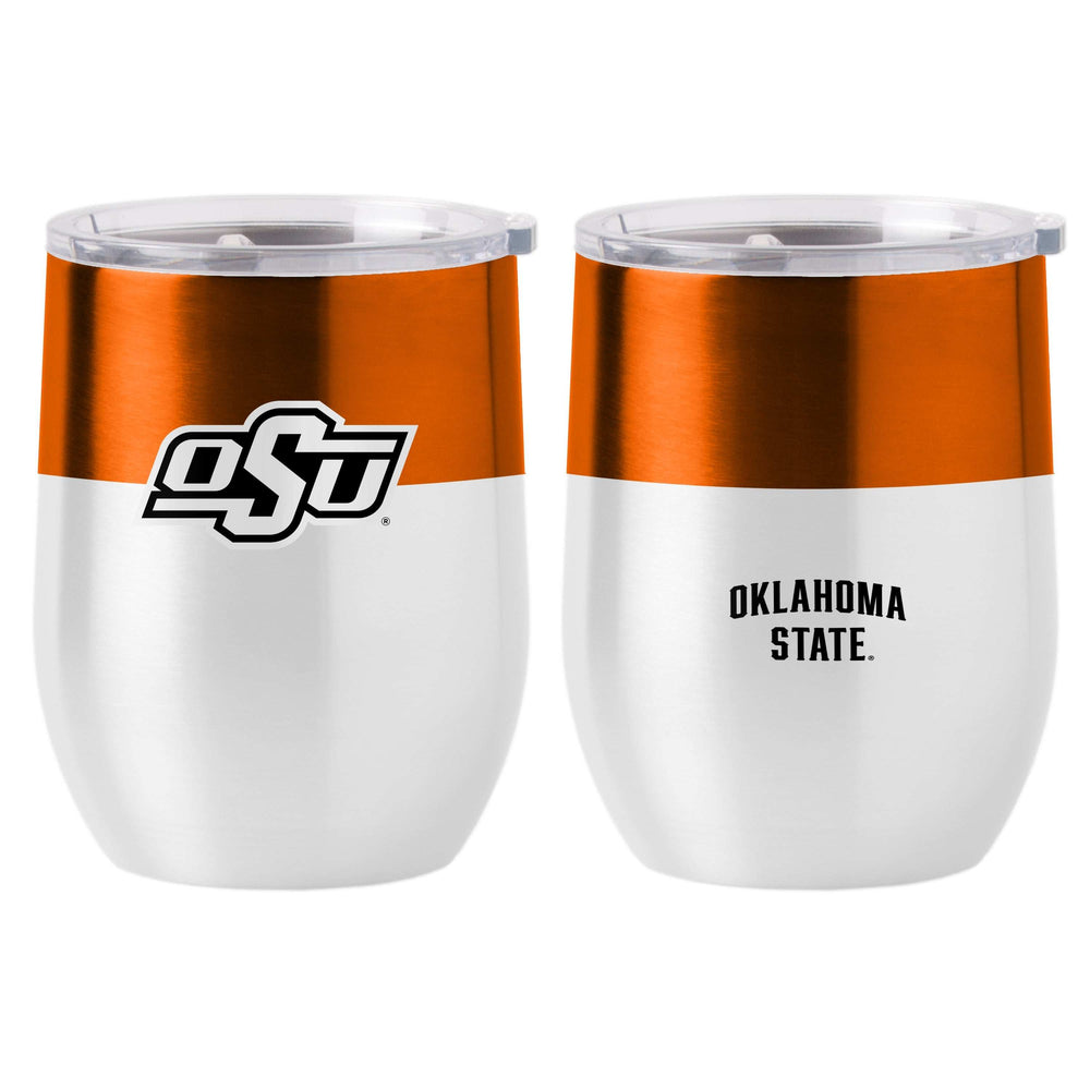 OK State Colorblock 16oz Stainless Curved Beverage - Logo Brands - Flyclothing LLC