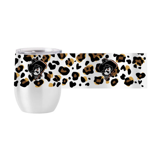 Oklahoma State 16oz Neutral Leopard Stainless Curved Beverage - Logo Brands - Flyclothing LLC