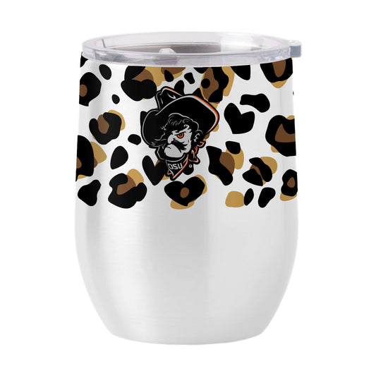 Oklahoma State 16oz Neutral Leopard Stainless Curved Beverage - Logo Brands - Flyclothing LLC
