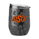 OK State Leopard 16oz Black Powdercoat Curved Beverage