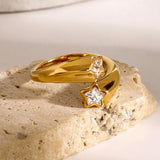 Star Crystal Gold Adjustable Ring - Trendsi - Flyclothing LLC