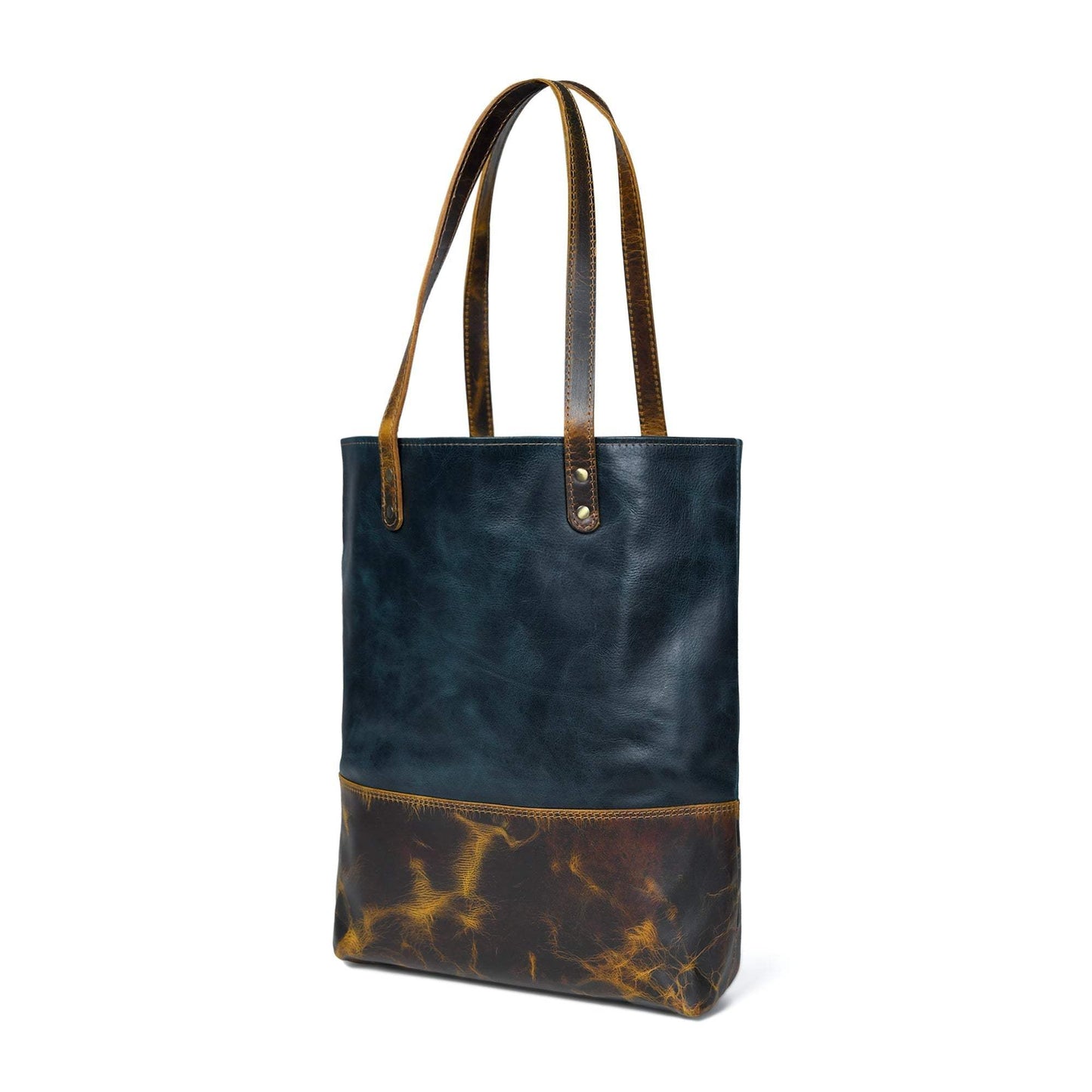 Blue Women's Leather Tote - Classy Leather Bags - Flyclothing LLC