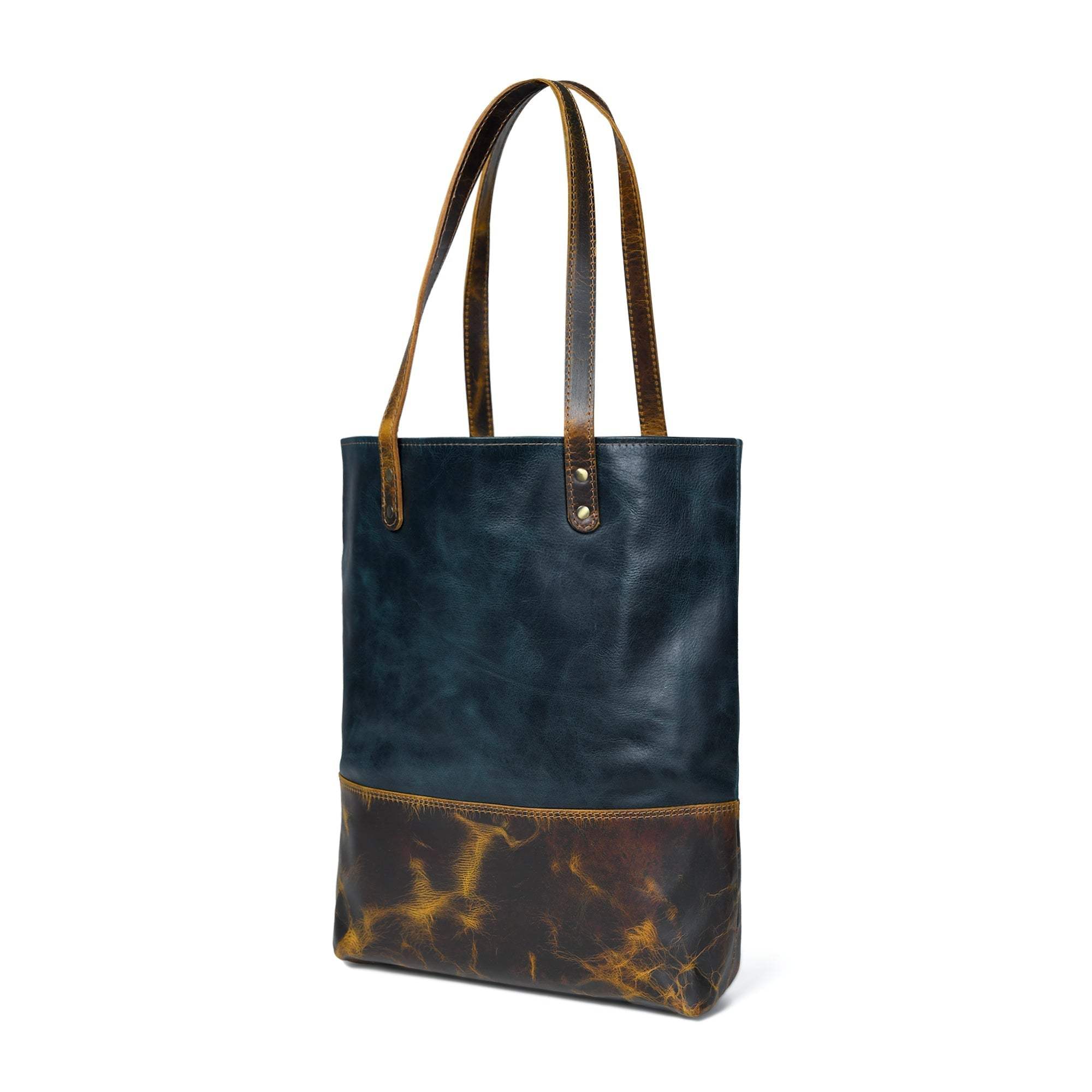 Blue Women's Leather Tote - Classy Leather Bags - Flyclothing LLC