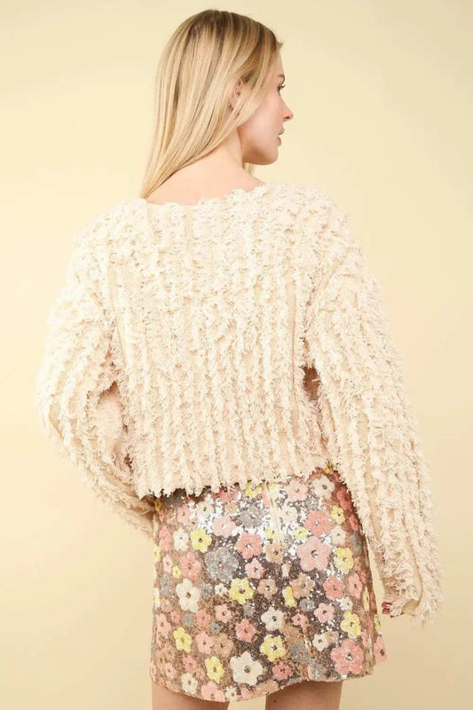 VERY J Shaggy Yarn Knit Zip Up Jacket - Trendsi - Flyclothing LLC