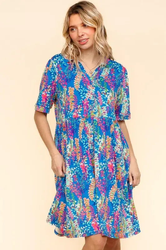 Haptics Johnny Collar Babydoll Dress with Side Pockets - Trendsi - Flyclothing LLC
