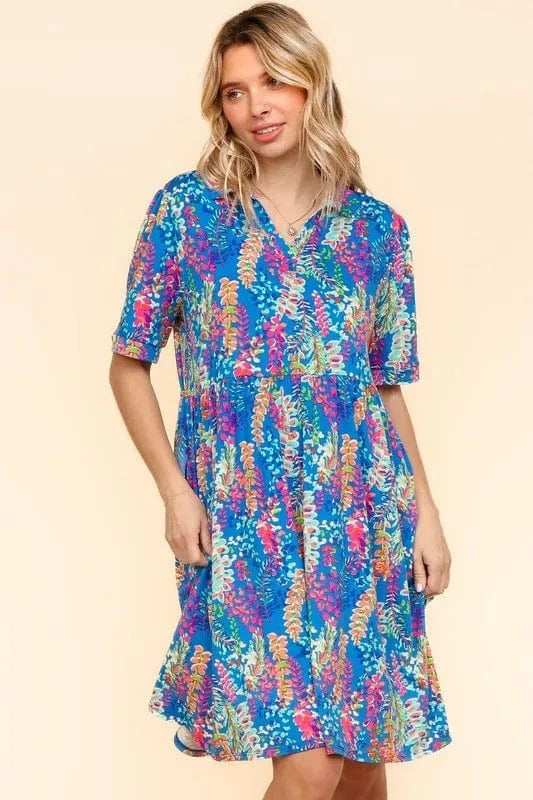 Haptics Johnny Collar Babydoll Dress with Side Pockets - Trendsi - Flyclothing LLC