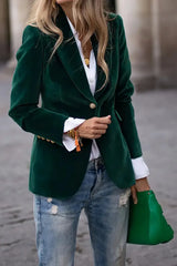 One Button Lapel Collar Long Sleeve Blazer - Trendsi - Flyclothing LLC