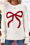 Bow Round Neck Drop Shoulder Sweater - Trendsi - Flyclothing LLC