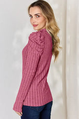Basic Bae Full Size Ribbed Mock Neck Puff Sleeve T-Shirt - ShopBasicbae - Flyclothing LLC