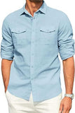 Men's Plus Size Button Down Collared Neck Long Sleeve Shirt - Trendsi - Flyclothing LLC
