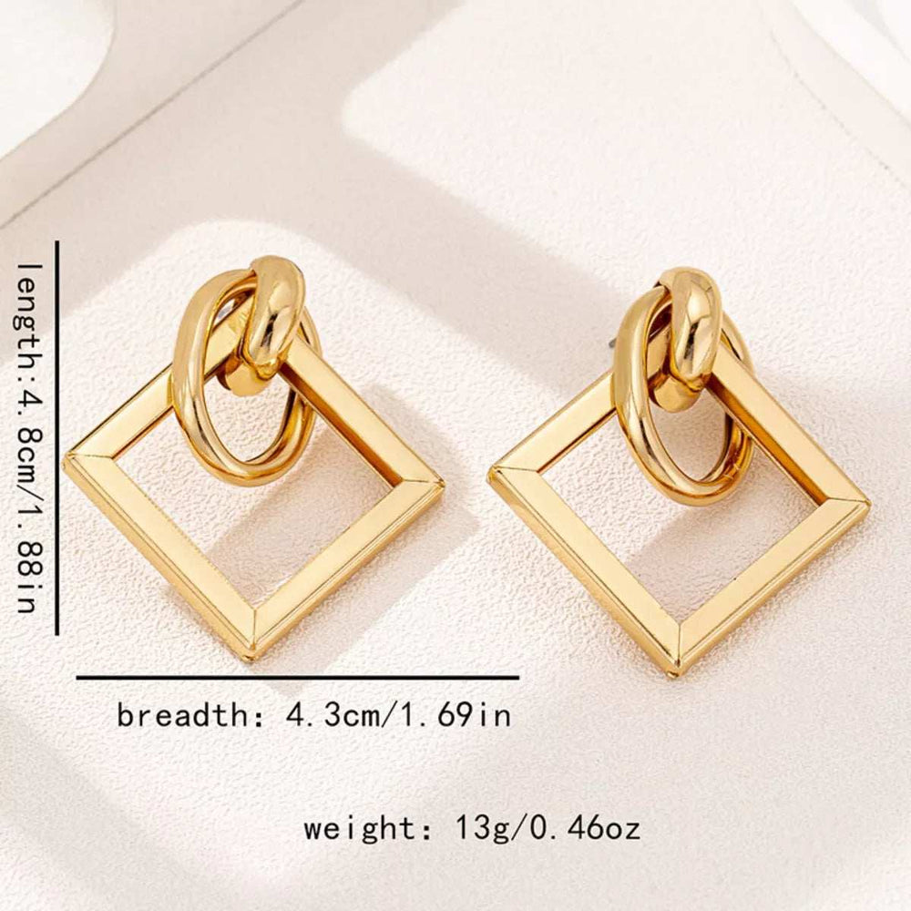 18K Gold-Plated Geometric Square Hoop Earrings - Trendsi - Flyclothing LLC