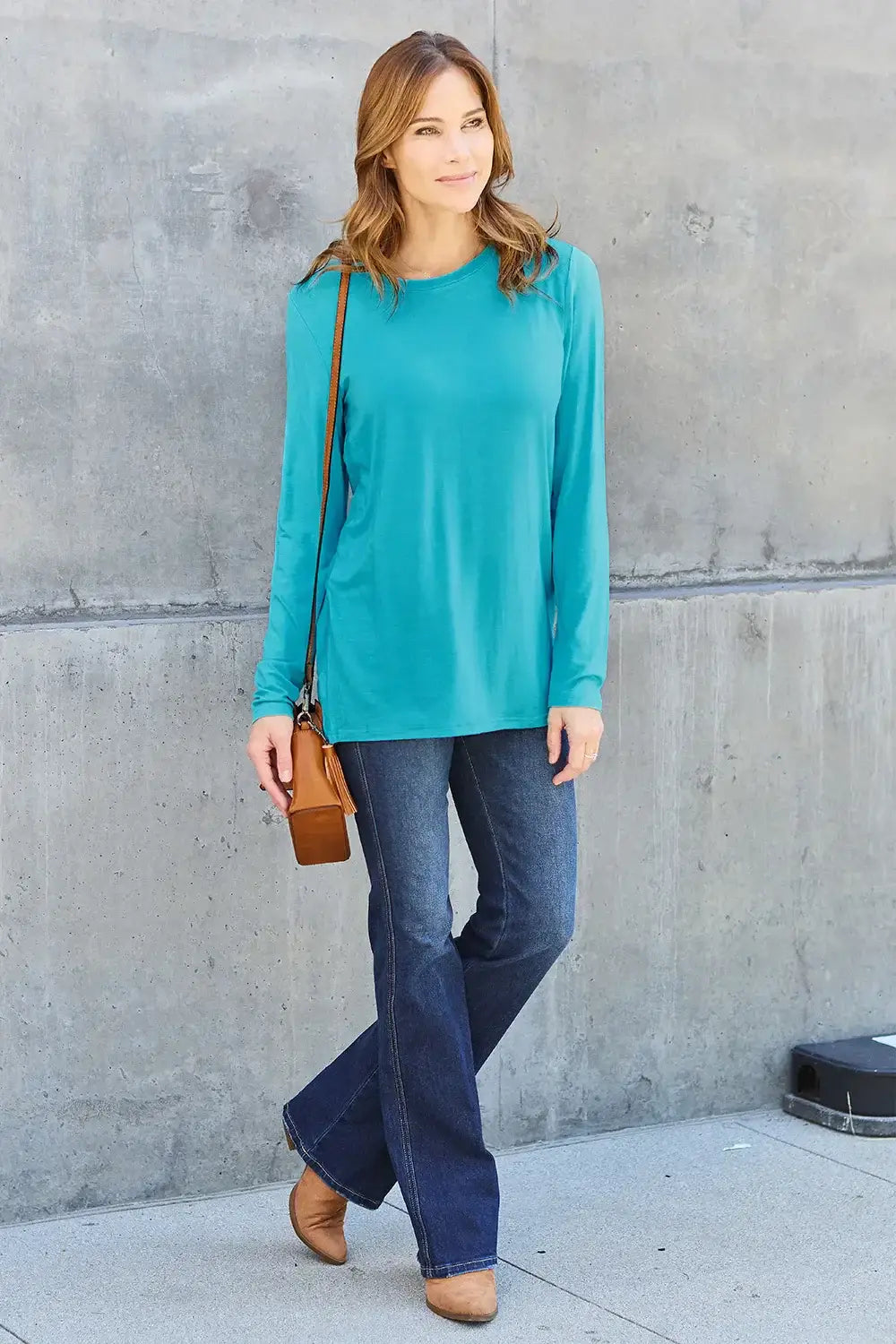 Basic Bae Full Size Round Neck Long Sleeve Top - ShopBasicbae - Flyclothing LLC