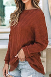 Diamond Round Neck Dropped Shoulder Sweater - Trendsi