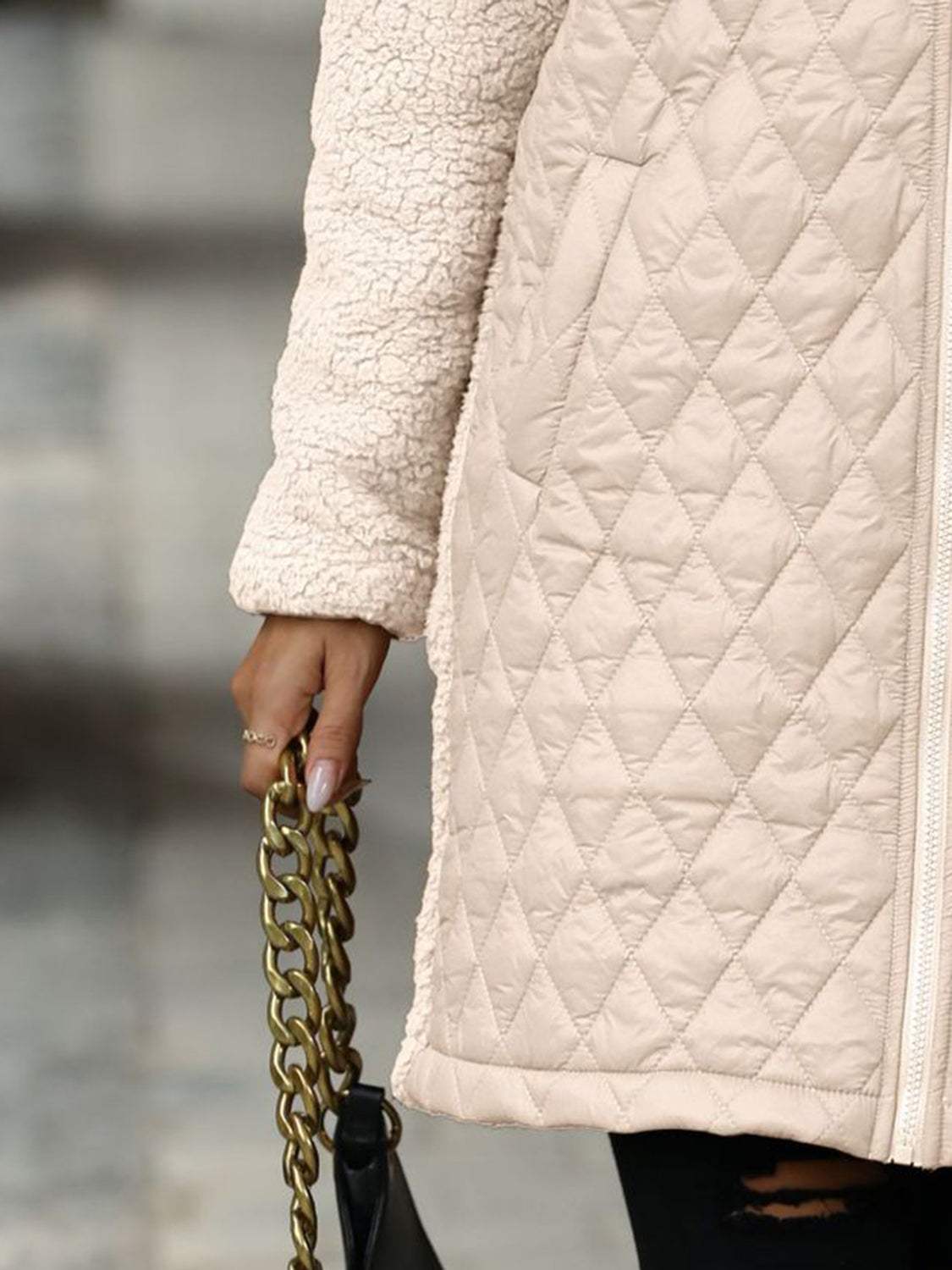 Texture Zip Up Long Sleeve Hooded Coat - Trendsi - Flyclothing LLC