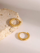 18K Gold-Plated Stainless Steel Huggie Earrings - Trendsi - Flyclothing LLC