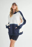 Aemi + Co Color Block Kangaroo Pocketed Hoodie - Trendsi
