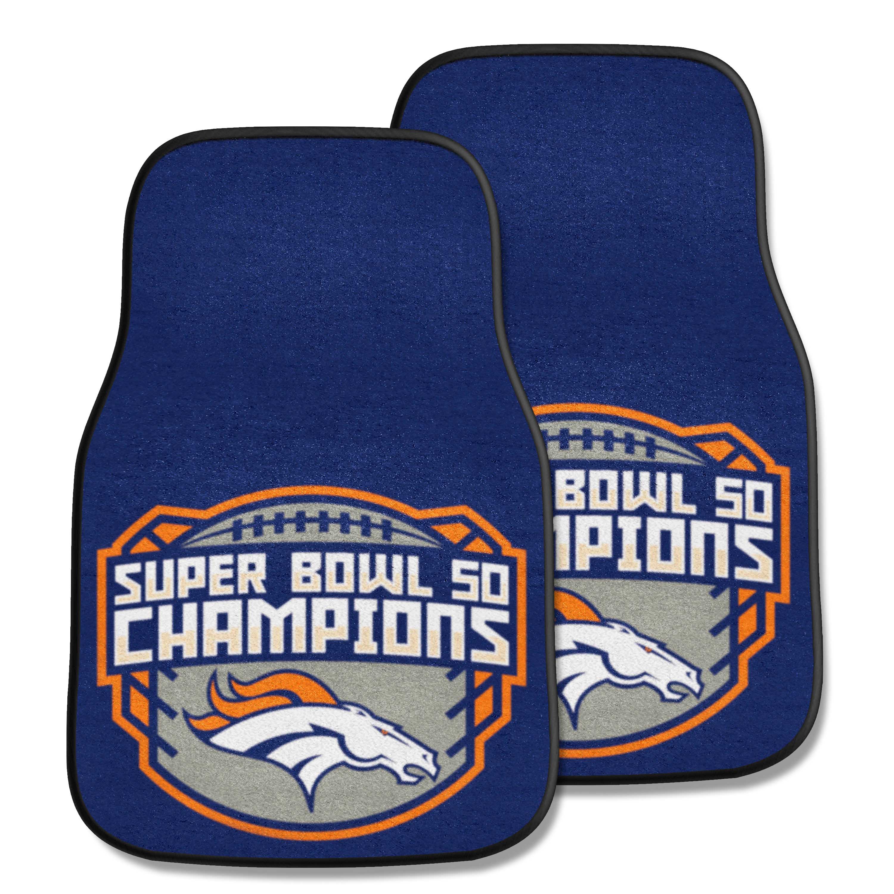 Denver Broncos Front Carpet Car Mat Set - 2 Pieces, 2016 Super Bowl L Champions - Denver Broncos