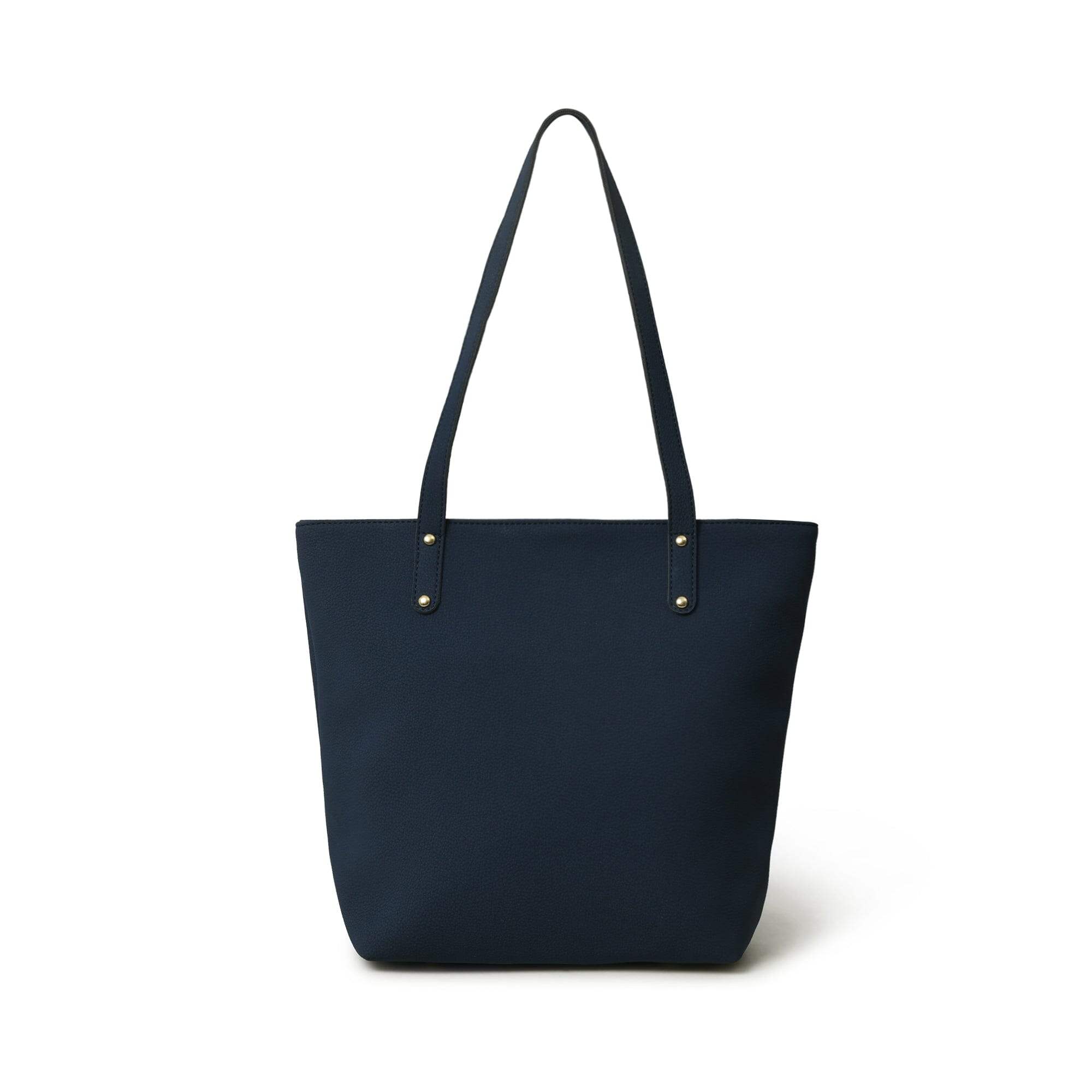 Era Vegan Leather Tote - Navy Blue - Classy Leather Bags - Flyclothing LLC