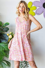 Heimish Full Size Floral V-Neck Tank Dress with Pockets - Trendsi - Flyclothing LLC