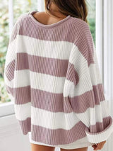 Round Neck Long Sleeve Sweater - Trendsi - Flyclothing LLC
