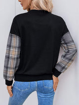 Perfee Plaid Round Neck Long Sleeve Sweatshirt - Trendsi - Flyclothing LLC