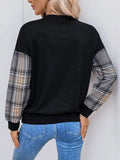 Perfee Plaid Round Neck Long Sleeve Sweatshirt - Trendsi