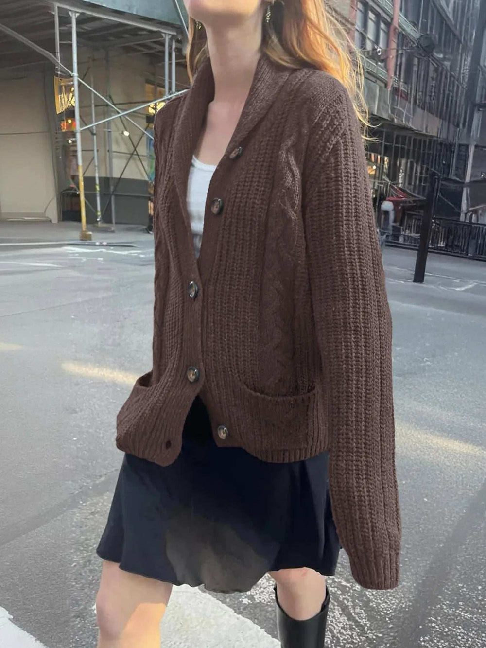 Cable Knit Button Up Cardigan - Trendsi - Flyclothing LLC