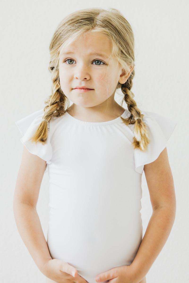 White S/S Flutter Sleeve Leotard - Mila & Rose ® - Flyclothing LLC