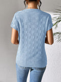 Round Neck Short Sleeve Knit Top - Trendsi