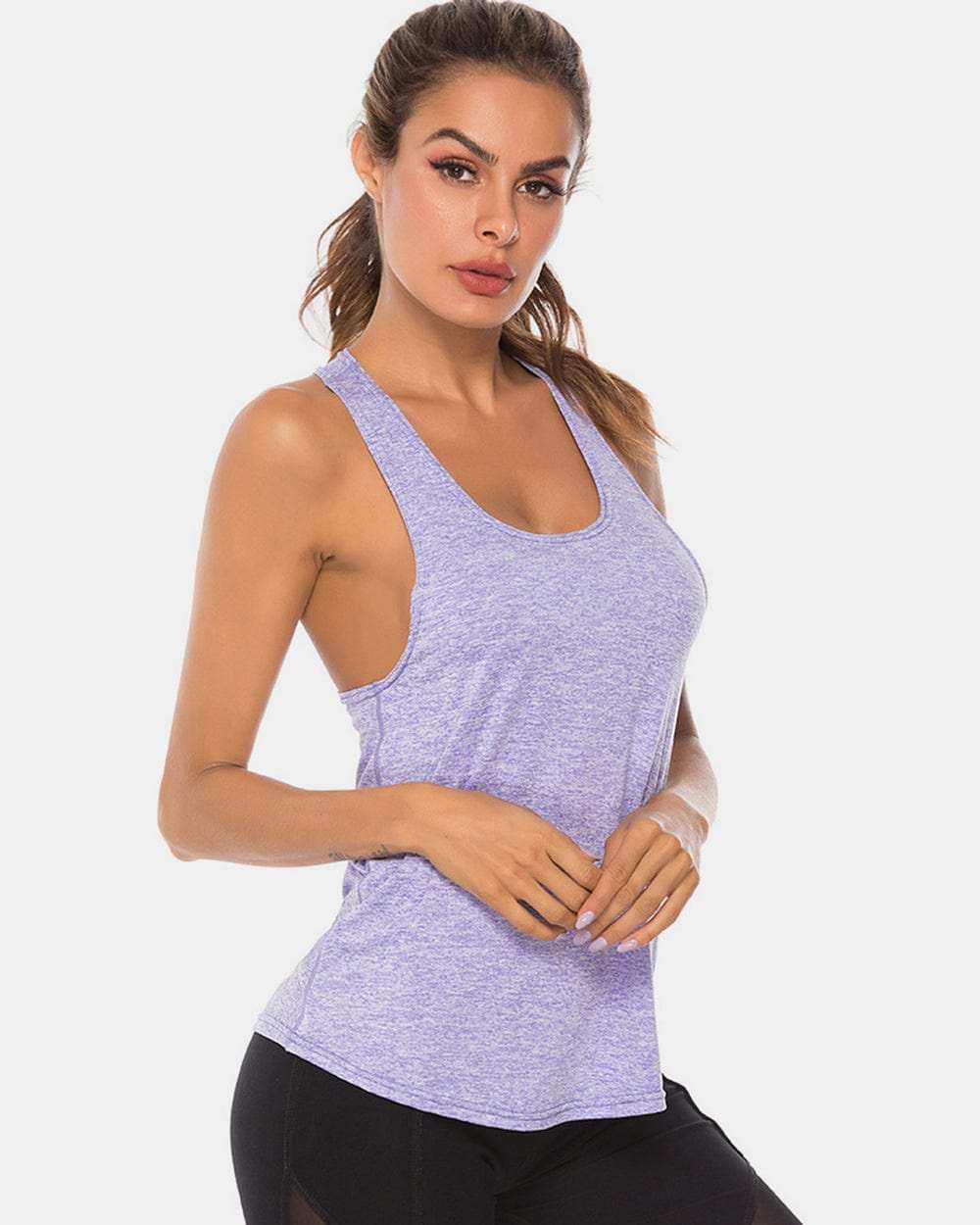 Full Size Scoop Neck Wide Strap Active Tank - Trendsi - Flyclothing LLC