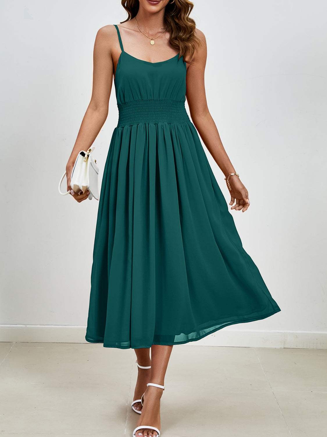 Scoop Neck Midi Cami Dress - Trendsi - Flyclothing LLC