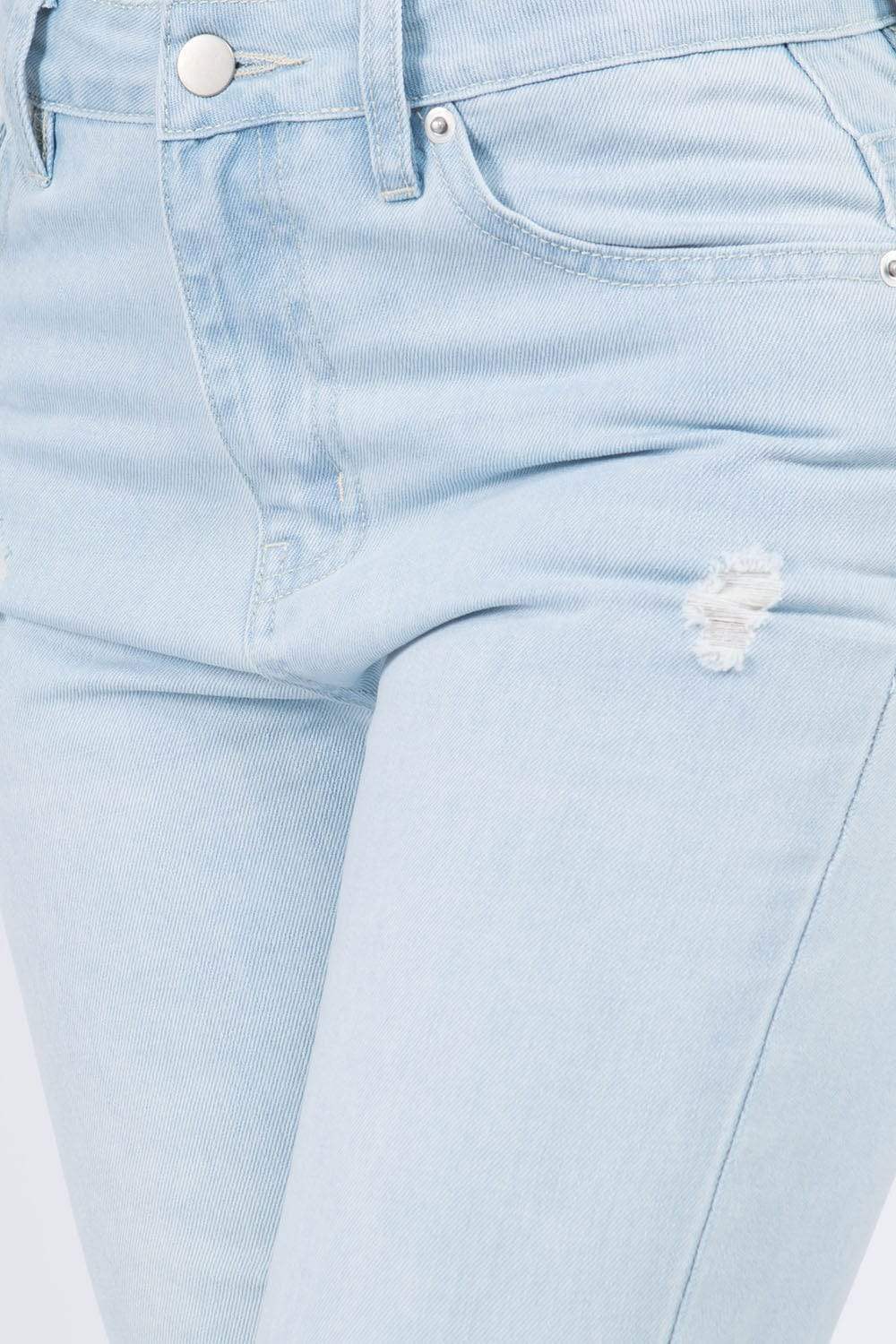 American Bazi High Waist Distressed Raw Hem Jeans - Trendsi - Flyclothing LLC