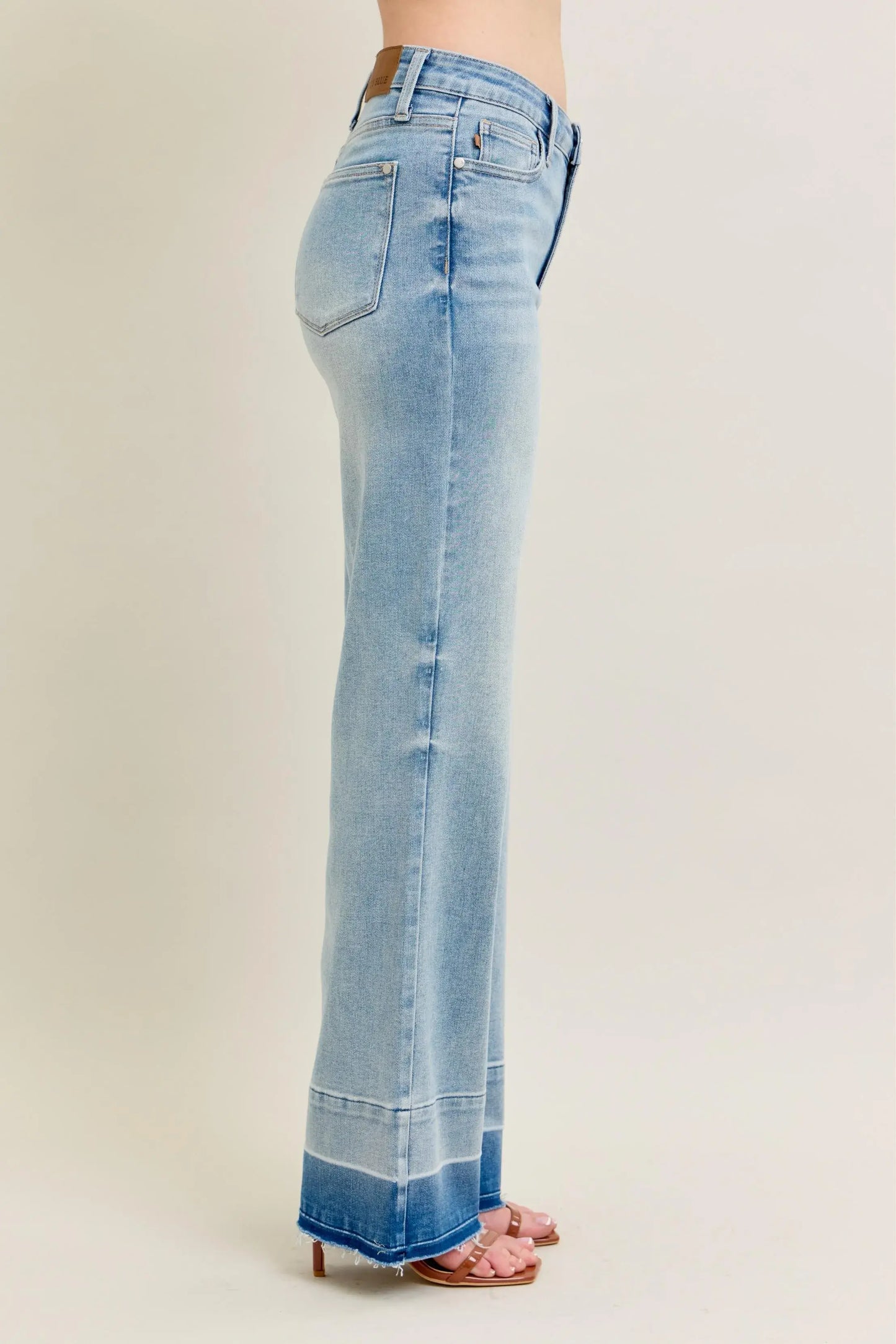 Judy Blue Full Size Mr Release Hem Wide Leg Jeans Plus Size - Trendsi - Flyclothing LLC