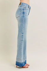 Judy Blue Full Size Mr Release Hem Wide Leg Jeans Plus Size - Trendsi - Flyclothing LLC