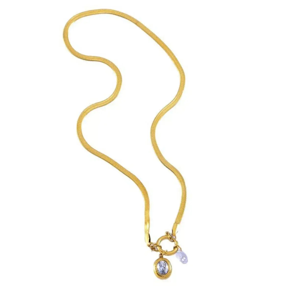 18K Gold-Plated Herringbone Chain Necklace - Trendsi - Flyclothing LLC
