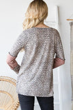 Heimish Full Size Leopard Exposed Seam Contrast T-Shirt - Trendsi