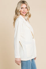 Culture Code One Button Long Sleeve Blazer with Pockets - Trendsi