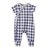 Picnic Plaid Bamboo Baby Zipper Romper w/Convertible Cuffs - Tesa Babe - Flyclothing LLC