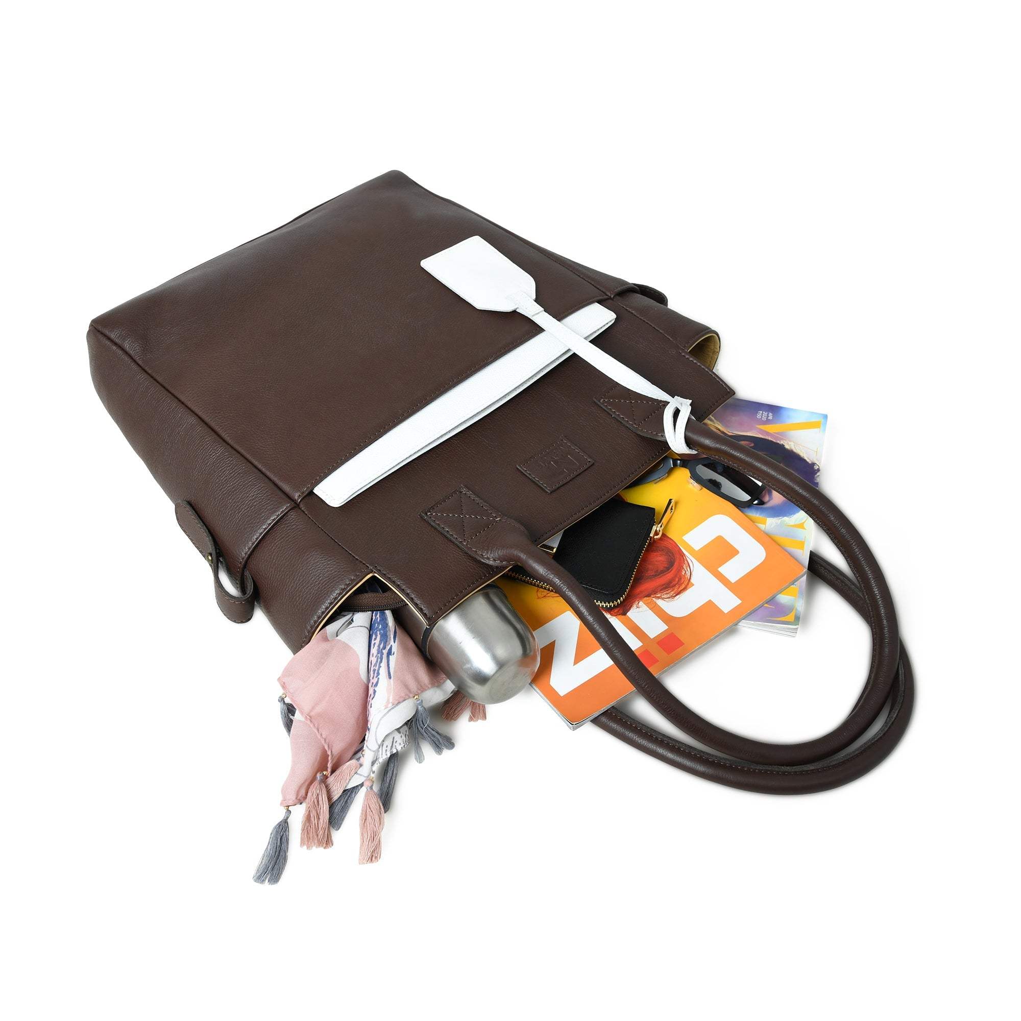 Chestnut Charm Brown Leather Tote - Classy Leather Bags - Flyclothing LLC