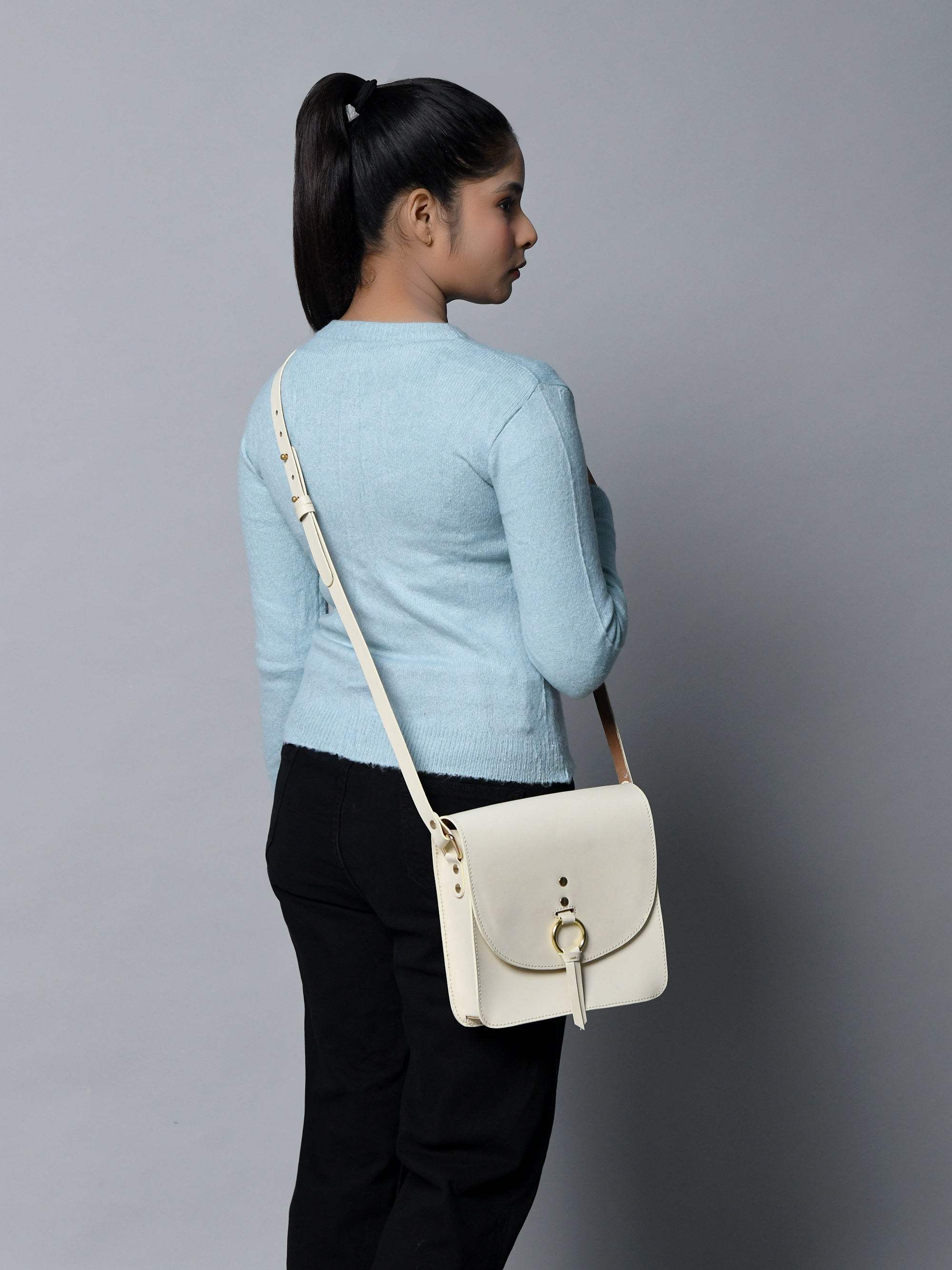 White Elegance Crossbody Sling Bag - Classy Leather Bags - Flyclothing LLC