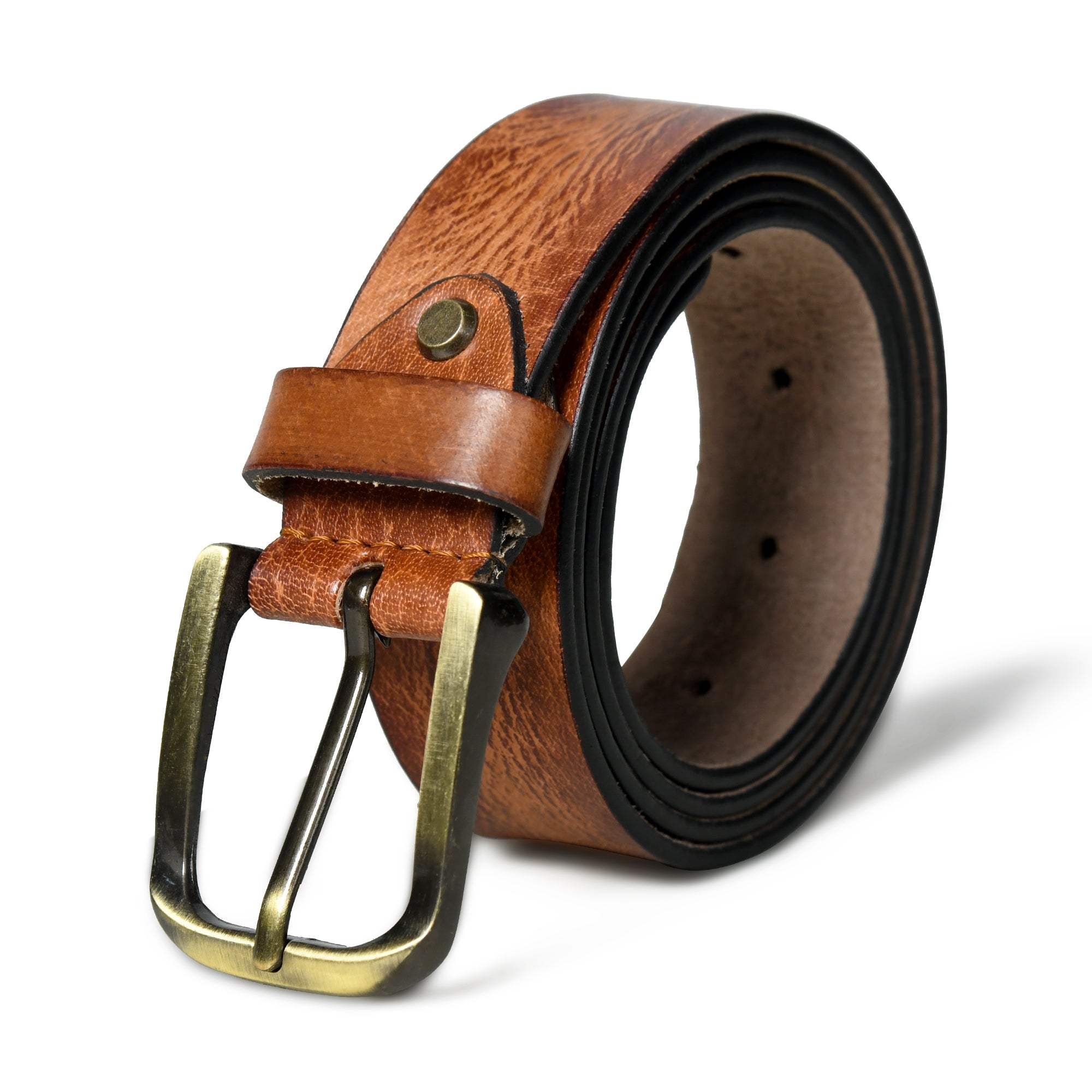 Formal Tan Leather Belt for Men - Classy Leather Bags - Flyclothing LLC