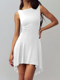 High-Low Round Neck Sleeveless Dress - Trendsi