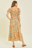 HEYSON Full Size Floral Smocked Tiered Midi Dress - Trendsi - Flyclothing LLC