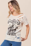 BiBi Cotton Slub Laser Top American Cow Boy Graphic - Trendsi